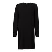 Max Mara Studio Svart Crew Neck Lantern Ärm Klänning Black, Dam