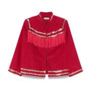 Bode Fringe Jacket med Red Multi Bandstand Red, Dam