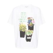 JW Anderson Blommig Slogan Print Crew Neck T-shirt White, Herr