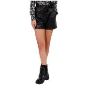 NAF NAF Elegant Läder Bermuda Shorts Black, Dam