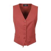 Max Mara Weekend V-ringad Ärmlös Ull Gilet Red, Dam