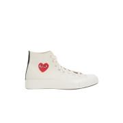 Comme des Garçons Play Hjärttryck High-Top Canvas Sneakers White, Herr