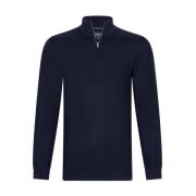 Cavallaro Merino Half Zip Pullover Navy Blue Blue, Herr