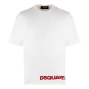 Dsquared2 Bomull Crew-neck T-shirt med Logo White, Herr