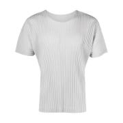 Issey Miyake Veckad Crew Neck T-shirts och Polos Gray, Herr