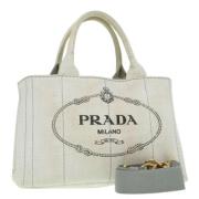 Prada Vintage Pre-owned Canvas handvskor Gray, Dam