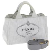 Prada Vintage Pre-owned Canvas handvskor Gray, Dam