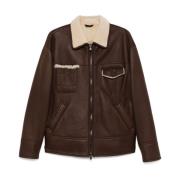 Ferrari Shearling Krage Brun Lamm Skinn Jacka Brown, Herr