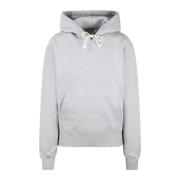 Saint Laurent Borstad Bomull Logo Hoodie Fw24 Gray, Dam