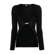 Gcds Svart Lurex Clip Cardigan Black, Dam