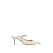 Jimmy Choo Kristalldekorerade Patentmules White, Dam