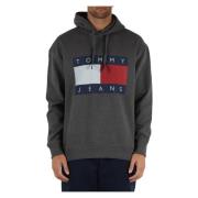 Tommy Jeans Bomullshoodie med logotyptryck Gray, Herr