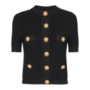 Balmain Stickad kofta med 4 fickor Black, Dam