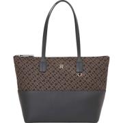 Tommy Hilfiger Stilren Jacquard Shopper Väska Black, Dam