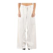 Helmut Lang Kräm Bomull Nylon Byxor White, Dam