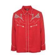 Nudie Jeans Blommig Broderad Cowboy Skjorta Red, Herr