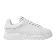 Emporio Armani Vit Läder Sneaker Blå Logo White, Herr