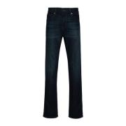 7 For All Mankind Blå Denim Jeans Tapered Leg Blue, Herr