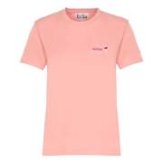 Saint Barth Rosa Bomull T-shirt med Crew Neckline Pink, Dam