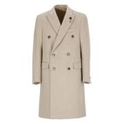 Lardini Beige Yllekappa med Peak Revers Beige, Herr