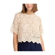 NAF NAF Virka T-shirt i Beige Beige, Dam