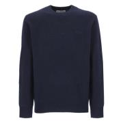 Saint Barth Blå Ull Crewneck Tröja Broderad Logotyp Blue, Herr