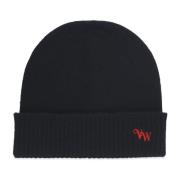 Vivienne Westwood Svart Cashmere Beanie med Logobroderi Black, Dam