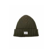 C.p. Company Merino Wool Logo Beanie Green, Herr