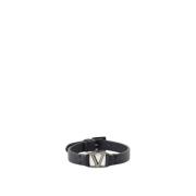 Valentino Garavani VLogo Läderarmband Black, Herr