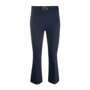 Twinset Blå Flare Byxor i Milano Stretch Blue, Dam