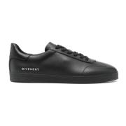 Givenchy Läder Låga Sneakers Stad Stil Black, Herr