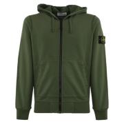 Stone Island Grön Dragkedja Huva Tröja Green, Herr