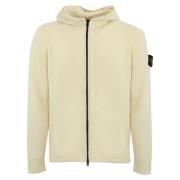 Stone Island Beige Dragkedja Huva Cardigan Sweater Beige, Herr