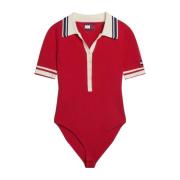 Tommy Hilfiger V-ringad Body Polo Shirt Red, Dam