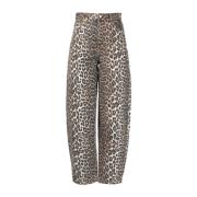 Ganni Leopard Print High-Waisted Jeans Multicolor, Dam