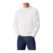 Calvin Klein Jeans Räfflad bomulls herrtröja White, Herr