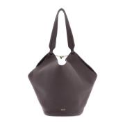 Khaite Lotus Tote Bag i Hammare Läder Brown, Dam