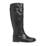 Tory Burch Svart Ridstövel med T-Lås Design Black, Dam