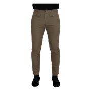 Dolce & Gabbana Brun Bomull Slim Fit Herrbyxor Brown, Herr