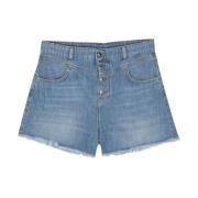 Liu Jo Jeansshorts med Fransad Kant Blue, Dam