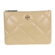 Tory Burch Diamant Quilt Pouch Vanilj Softglass Beige, Dam