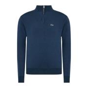 La Martina Herr Zip Neck Pullover Blue, Herr