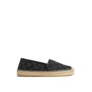 Gucci Svarta Canvas Espadrillos med Läderkant Black, Dam