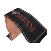 Emporio Armani Svart Ullblandat Halsduk med Orange Logo Black, Herr