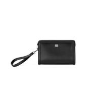 Dolce & Gabbana Svart Läder Logo Plaque Clutch Väska Black, Herr