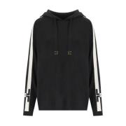 Elisabetta Franchi Svart Smör Hoodie Bicolor Sweatshirt Black, Dam