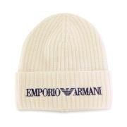 Emporio Armani Vit Ull Herrkeps med Blå Logo White, Herr