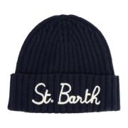 MC2 Saint Barth Enfärgad Beanie med Logobroderier Blue, Herr