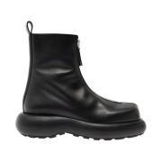 Jil Sander Svarta Läder Ankelboots Black, Dam