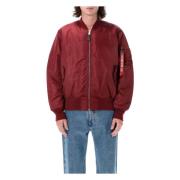 Alpha Industries Burgundy Ma-1 Bomber Jacket Outerwear Red, Herr